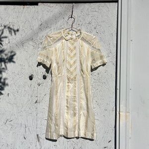 Sandro Paris cotton silk dress 34 32 xxs xs extra small 00 0 2 ecru floral boho